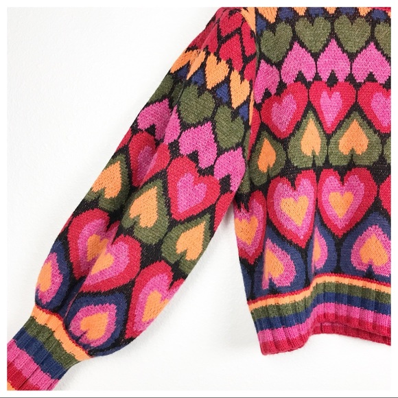 Farm Rio Full of Hearts Mock Neck Sweater Size Large - Picture 12 of 12